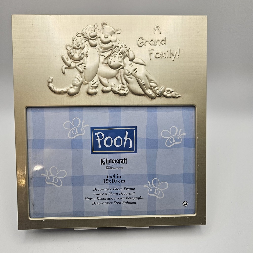 Vintage 1999 Disney Winnie The Pooh 6"x4" Picture Frame Pooh & Friends Metal NEW